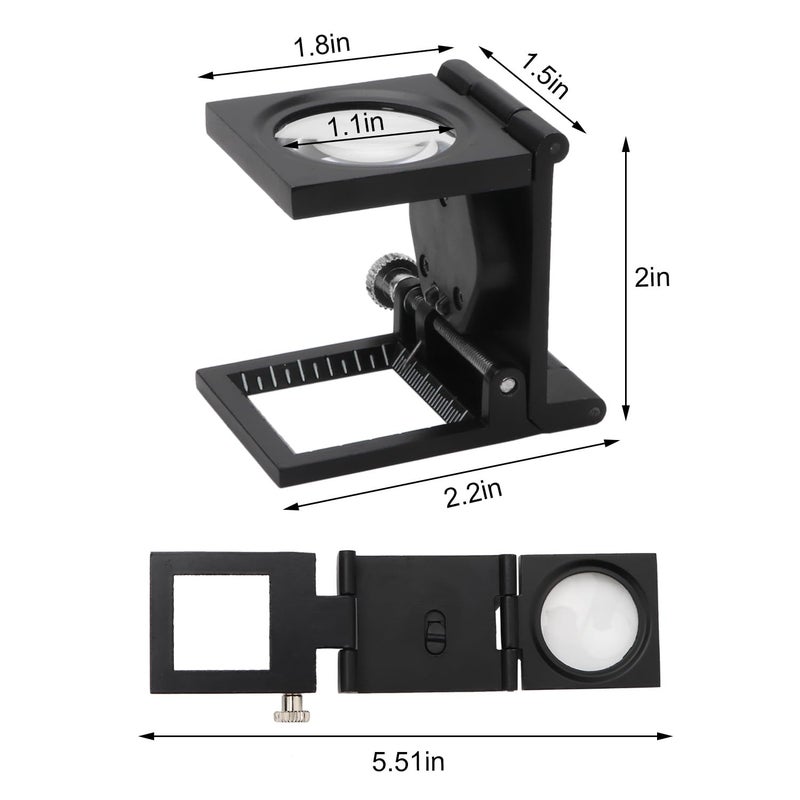 Rongon Jewelers Loupe Magnifier, Magnifying Glass with Lights, Pocket Magnifiers 10X, Magnifying Lens Zinc Alloy Portable Desktop Magnify Glass Tool with Scale for Jewelry Repair Collection Textile - Image 5